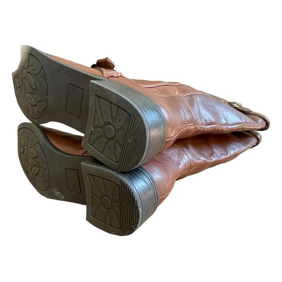 Life Stride Tall Riding Boots Cognac Brown Vegan Leather Buckle Detail Zip 6.5 - Picture 6 of 10
